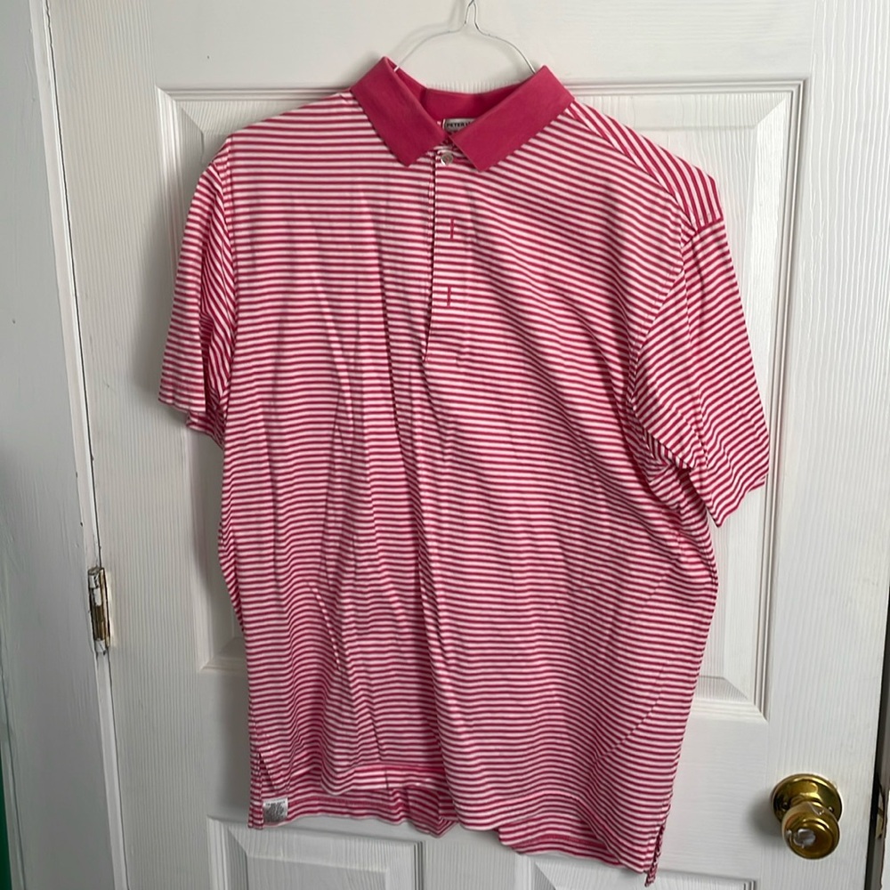 Peter Millar Pink/ White Striped Polo Medium